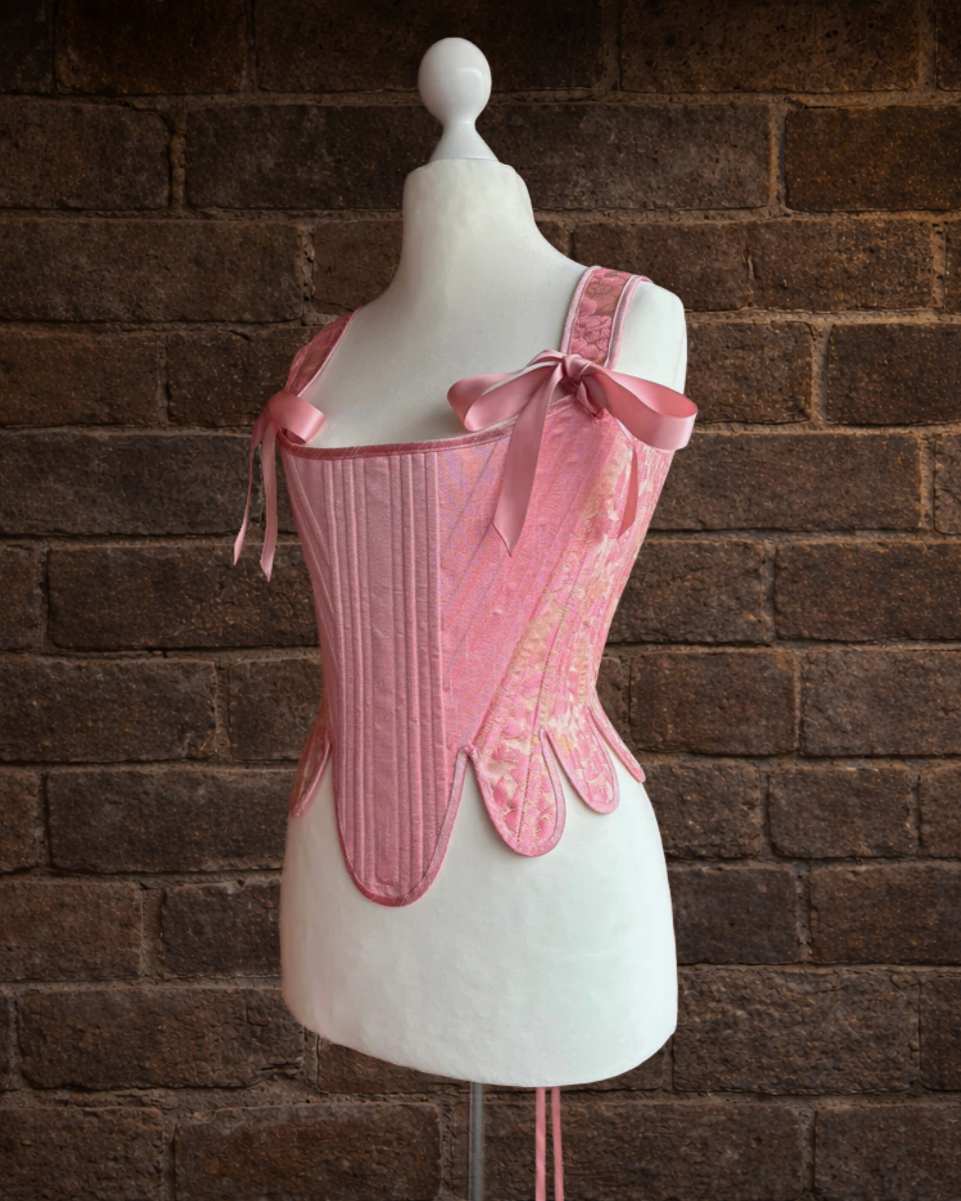 CORSET "Modesty" Pink Brocade