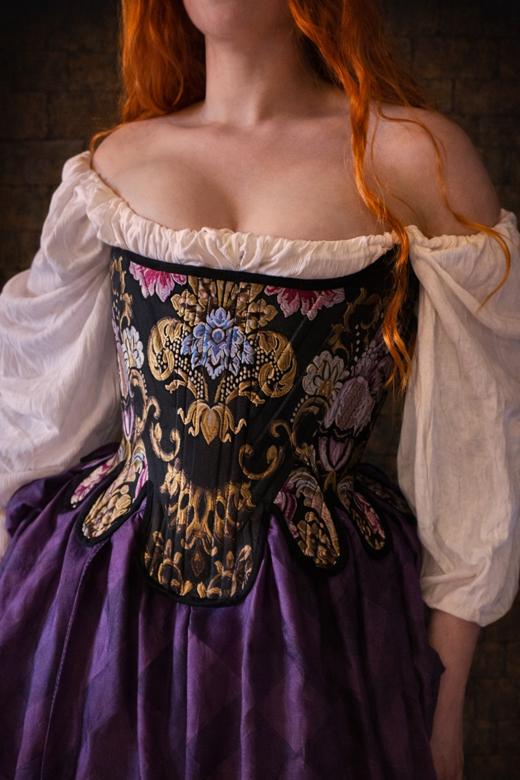 CORSET "Antoinette" strapless, Brocade