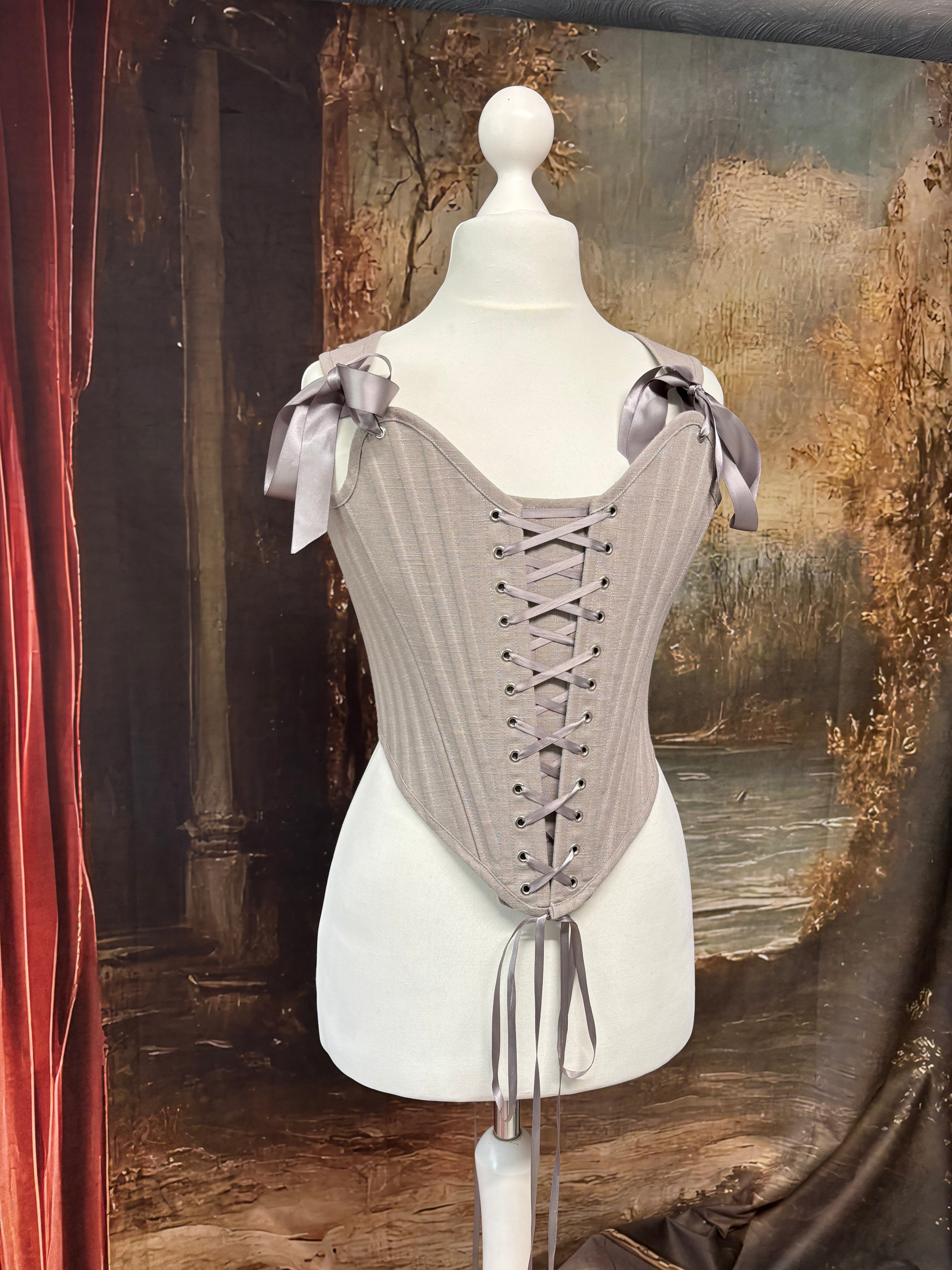 Witchy grey linen corset - Size D-E