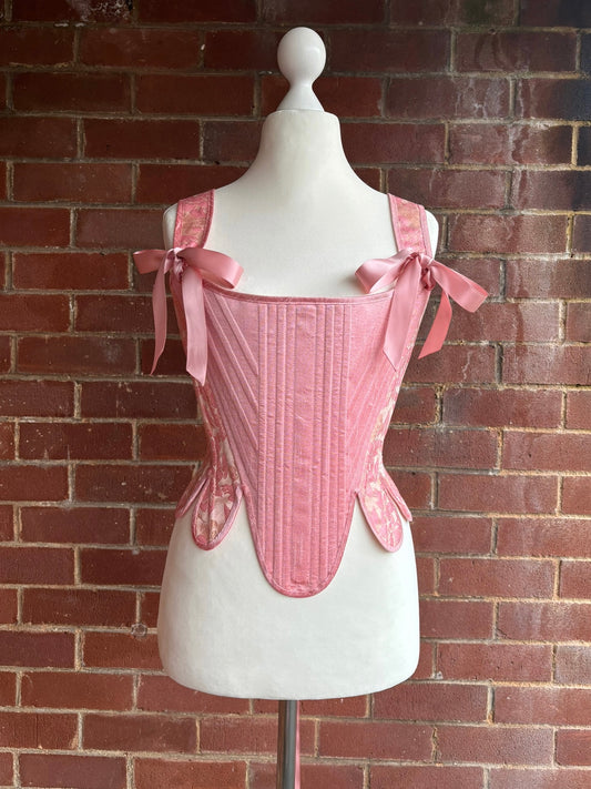 CORSET "Modesty" Pink Brocade